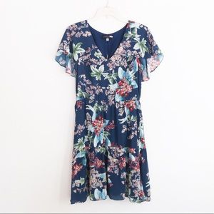 Slate & Willow Blue Flower Print Dress Sz 4